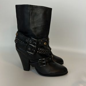 Aldo women’s Moto buckle black booties size 8.5/39